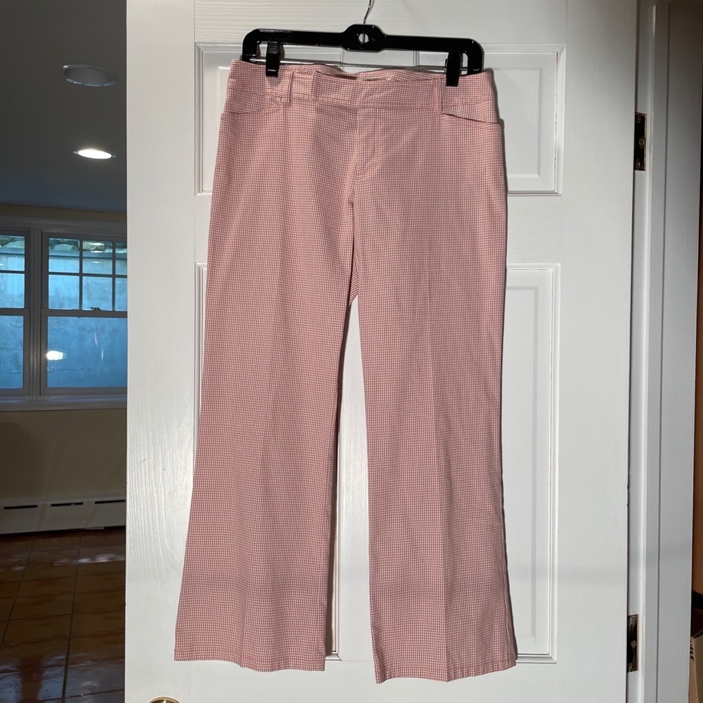 Nanette Lepore Crop pants women 8 checkered pink grey white Cotton/nylon